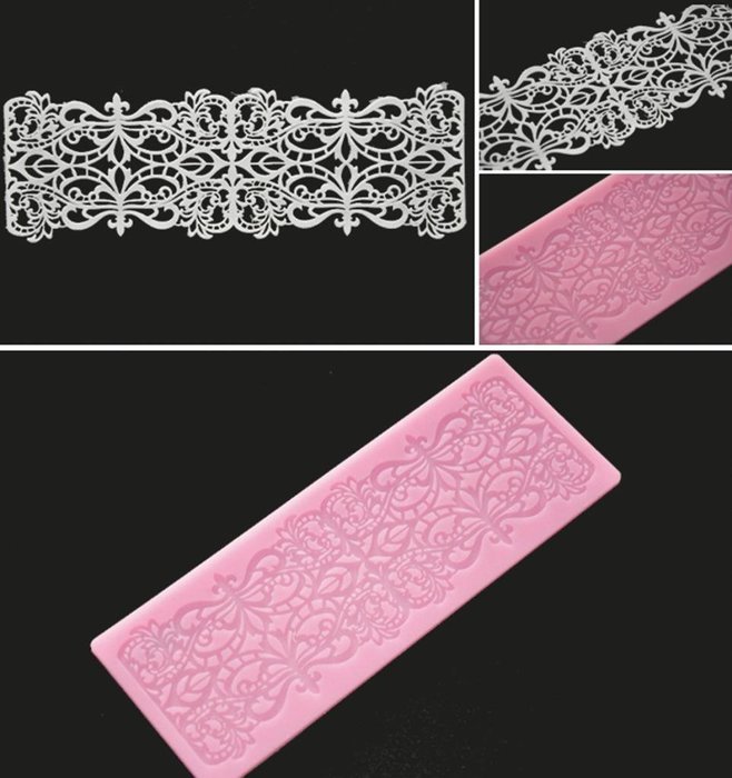 FOUR-C Cake Lace Mat Sugar Art Silicone Mold Baking Supplies Color Pink N2