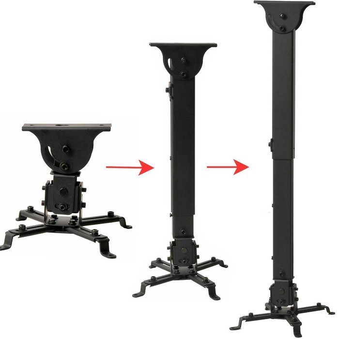 VideoSecu LCD DLP Projector Vaulted Ceiling Mount Bracket with Adjustable Extension Pole to 26.7" - Black PJ2B...