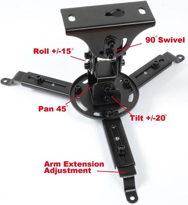 VideoSecu LCD DLP Projector Vaulted Ceiling Mount Bracket with Adjustable Extension Pole to 26.7" - Black PJ2B... N10