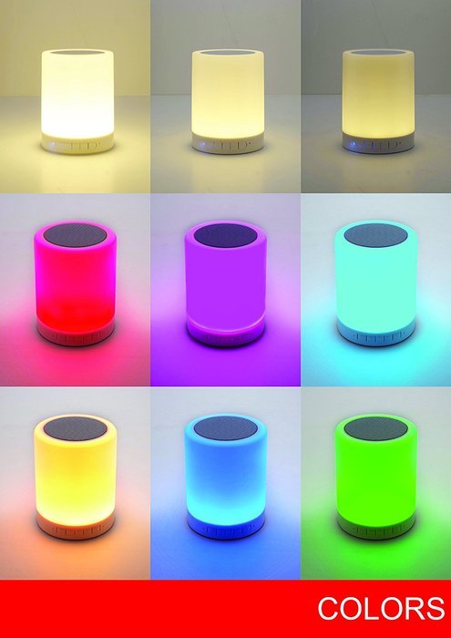 Portable Wireless Bluetooth Speaker and LED Quality Sound Touch Light Sensor MP3 Player MicroSD Card AUX Build-In... N2