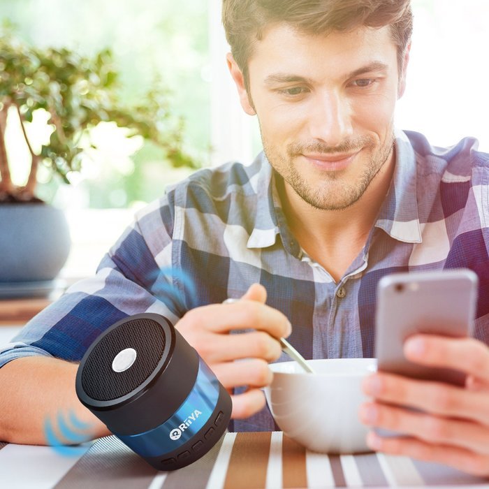 RiiYA Cute Sound Mini Portable 3W 450mAh Bluetooth Speaker with Mic, FM Function & Micro SD Card Support - Blue