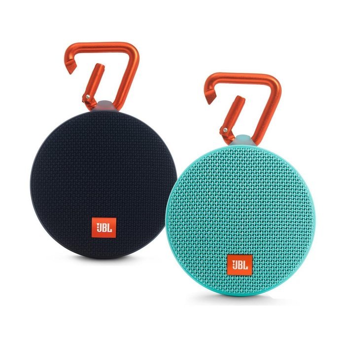 JBL Clip 2 Waterproof Portable Bluetooth Speaker Pair (Black/Teal)