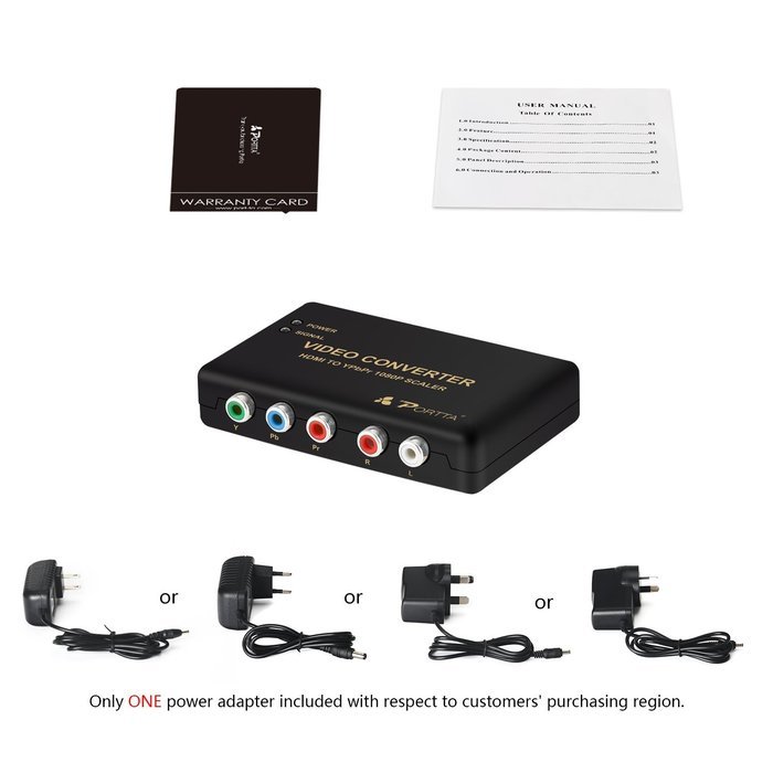 Portta PETHR HDMI to YPbPr Component RGB + R/L Converter v1.3 support 1080p 2 Channels LPCM N12