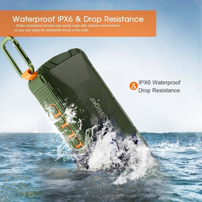 GBtiger Portable Bluetooth Speaker with 10W Audio Output and 2 Subwoofers,IP66 Waterproof & Dustproof, Shockproof... N2