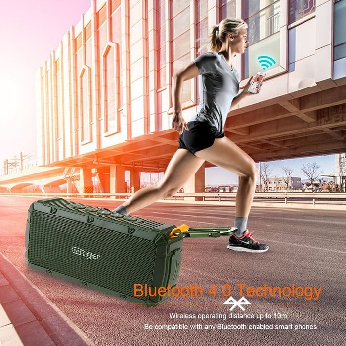 GBtiger Portable Bluetooth Speaker with 10W Audio Output and 2 Subwoofers,IP66 Waterproof & Dustproof, Shockproof... N8