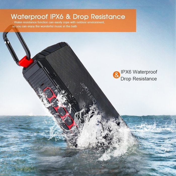GBtiger Portable Bluetooth Speaker with 10W Audio Output and 2 Subwoofers,IP66 Waterproof & Dustproof, Shockproof... N11
