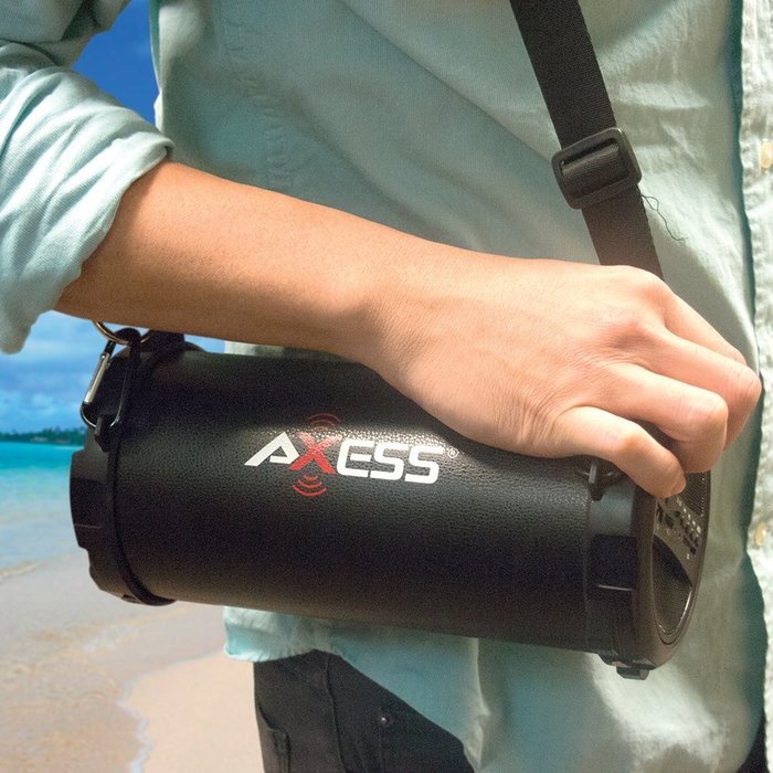Axess SPBT1031-BL Portable Bluetooth Indoor/Outdoor 2.1 Hi-Fi Cylinder Loud Speaker with SD Card, USB, AUX and...