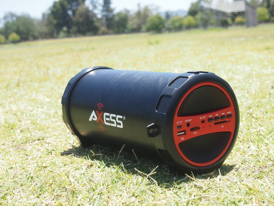 Axess SPBT1031-BL Portable Bluetooth Indoor/Outdoor 2.1 Hi-Fi Cylinder Loud Speaker with SD Card, USB, AUX and... N7