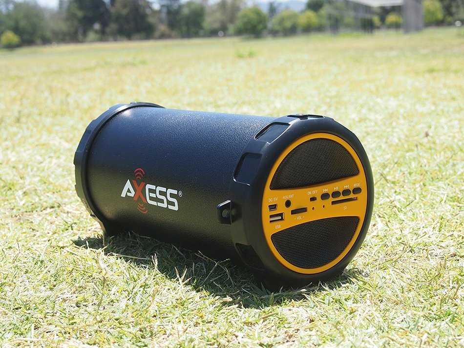 Axess SPBT1031-BL Portable Bluetooth Indoor/Outdoor 2.1 Hi-Fi Cylinder Loud Speaker with SD Card, USB, AUX and... N9