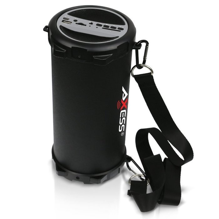 Axess SPBT1031-BL Portable Bluetooth Indoor/Outdoor 2.1 Hi-Fi Cylinder Loud Speaker with SD Card, USB, AUX and... N11