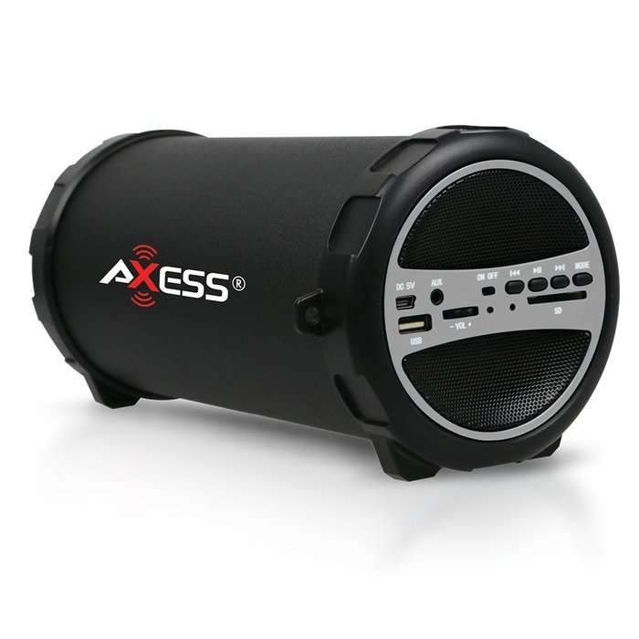 Axess SPBT1031-BL Portable Bluetooth Indoor/Outdoor 2.1 Hi-Fi Cylinder Loud Speaker with SD Card, USB, AUX and... N12
