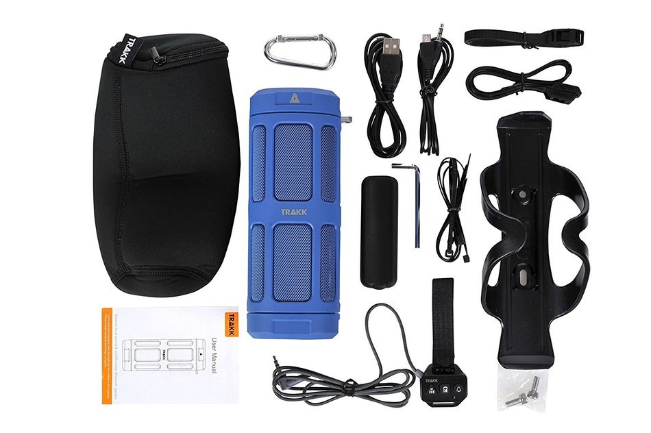 TRAKK ACTIV TR510BL Waterproof 16W 360 Degree Portable Bluetooth 4.0 Bike Speaker with 6000 mAh Battery, Blue N4