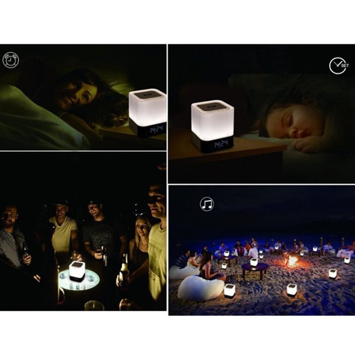 Sansnail Bluetooth Wireless LED Speakers with Alarm and Built-in Micro SD Card FM Radio Mode MP3 N5