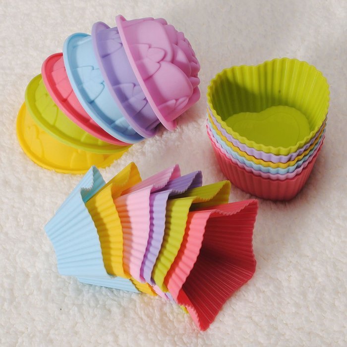 1Pcs Silicone Cake Muffin Chocolate Liner Baking Cup Molds shopping (Rose)