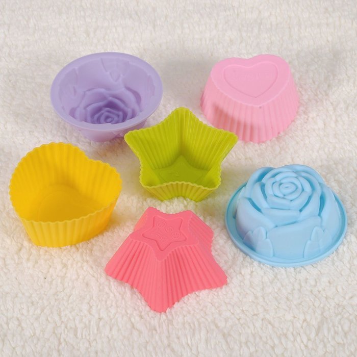 1Pcs Silicone Cake Muffin Chocolate Liner Baking Cup Molds shopping (Rose) N3