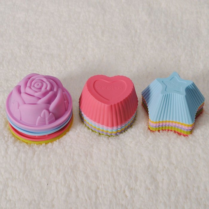 1Pcs Silicone Cake Muffin Chocolate Liner Baking Cup Molds shopping (Rose) N5