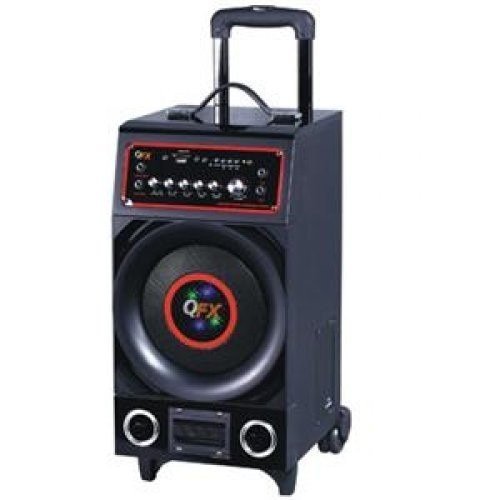 QFX PORTABLE BATTERY POWERED PA SPEAKER DISCO LIGHT, FM RADIO AND USB/S