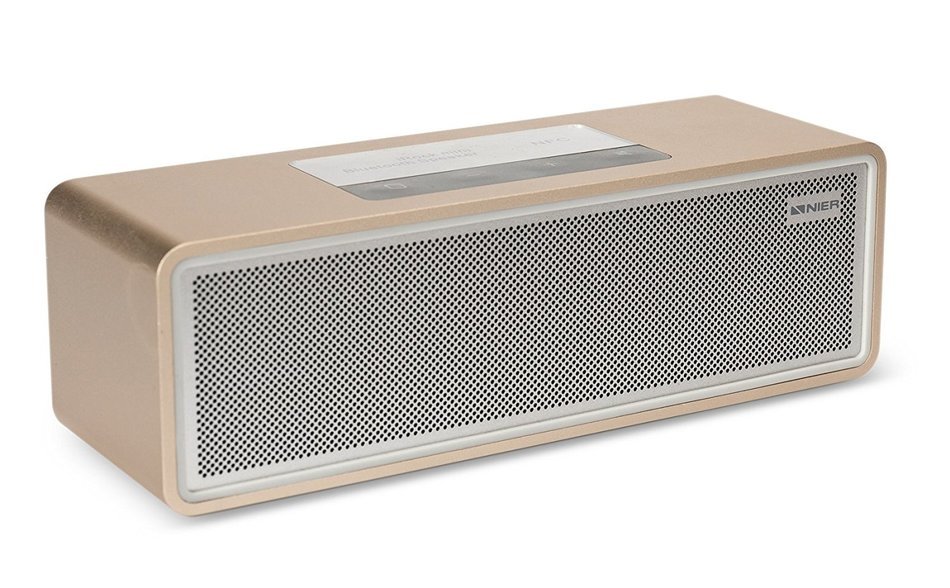 NIER iRock Mini Portable Wireless Bluetooth Speaker With Aluminum Housing, 7.5W2 Total 15W, Powerful Sound(Gold)