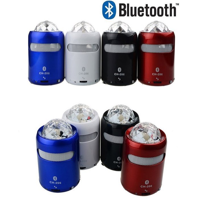 Mirrorball Disco CH-206 Light Portable Bluetooth Speaker by Smartphone - White N5