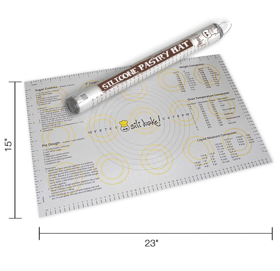 Silicone Large Pastry Mat With Measurements. 14.9" x 23.3" Non-Slip Sheet Sticks To Countertop For Rolling Dough