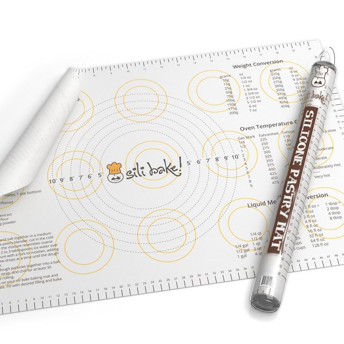 Silicone Large Pastry Mat With Measurements. 14.9" x 23.3" Non-Slip Sheet Sticks To Countertop For Rolling Dough N9