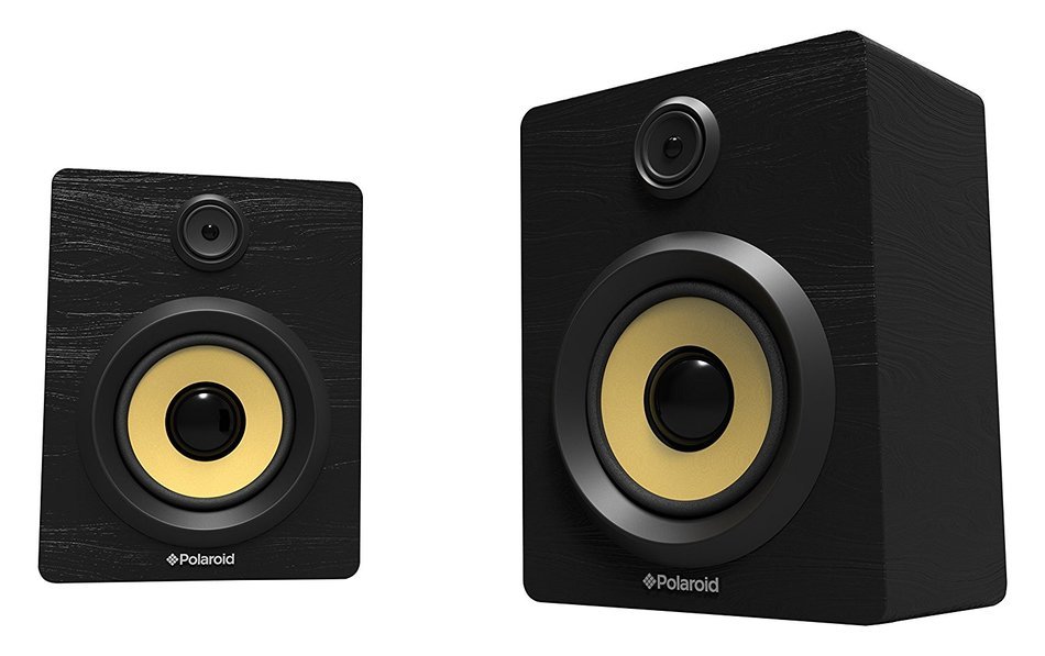 Polaroid Bluetooth Wireless Stereo Speakers, Portable & Rechrageable System (Black/Gold)