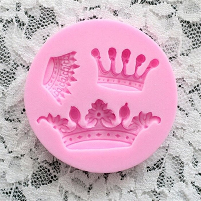 fantastic_008 3D Crown Shape Silicone Cake Molds Decoration Fondant Cookie Baking Mold ,Pink N4