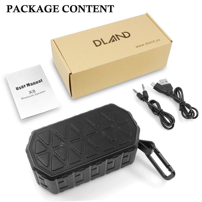 DLAND Water Resistant Wireless Bluetooth Speaker - IPX6 Waterproof, HD Audio, Built-in Mic, Support 3.5 mm Audio... N8