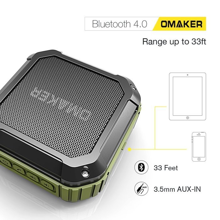 Omaker M4 Portable Bluetooth 4.0 Speaker with 12 Hour Playtime for Outdoors or Shower(Army Green) N5