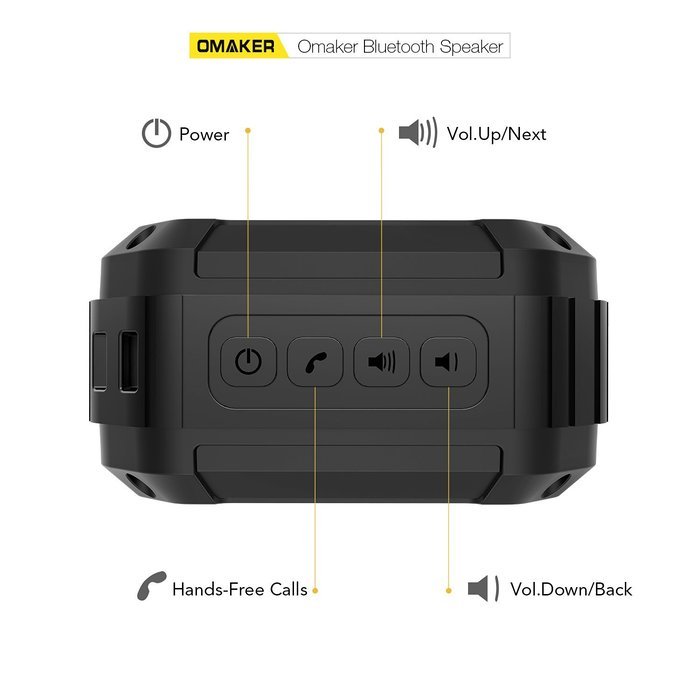 Omaker M4 Portable Bluetooth 4.0 Speaker with 12 Hour Playtime for Outdoors or Shower(Army Green) N11