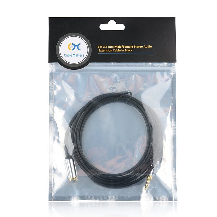Cable Matters Gold Plated 3.5mm Stereo Audio Male to Female Extension Cable 15 Feet N10