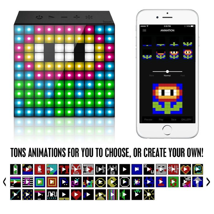 Divoom Aurabox Bluetooth 4.0 Smart LED Speaker with APP Control for Pixel Art Creation (Black) N5