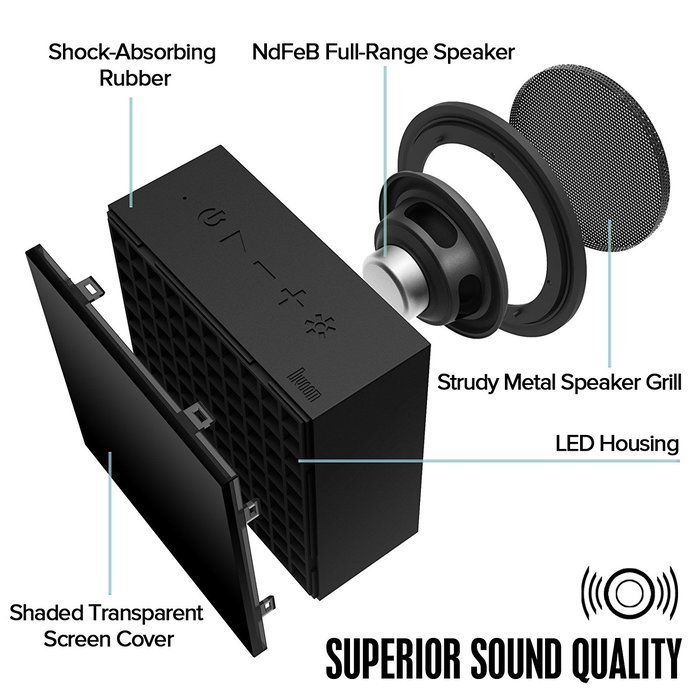 Divoom Aurabox Bluetooth 4.0 Smart LED Speaker with APP Control for Pixel Art Creation (Black) N7