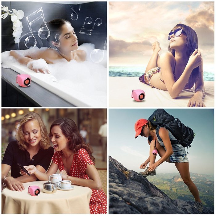 Waterproof (IP67) Mini Cube Bluetooth Speaker by Pantheon, Shower Pool Outdoor Speaker, Comes with Built-in Mini... N12