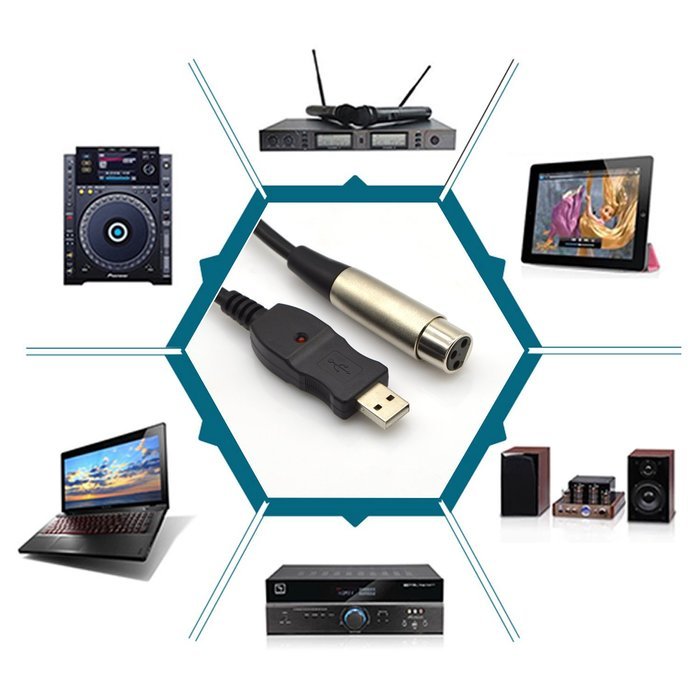 VAlinks USB Male to 3PIN XLR Female Mic Microphone Converter Cable Studio Audio Cable Connector Cords Adapter... N2