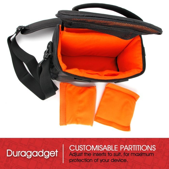 DURAGADGET Durable Water-Resistant Shoulder / Messenger Bag in Black & Orange for NEW JBL Pulse 2 / JBL Pulse... N4