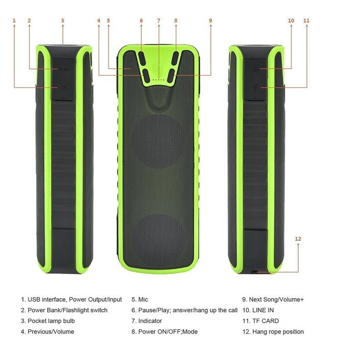 Smileto Multifunctional Wireless Bluetooth Speaker With Power Bank, Waterproof, 10W Speaker, Flashlight Works... N3