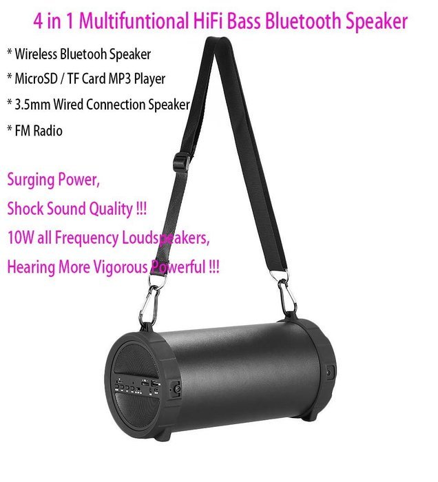 2000mAh 10W HiFi Ultra Bass Loud Sound Wireless Bluetooth Speaker Audio Player Support TF Card USB AUX FM Radio...