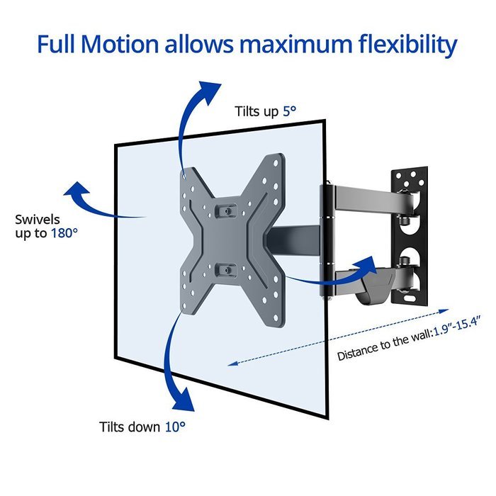 Full Motion Articulating TV wall mount Tilt Swivel Bracket for 17''-42'' LCD LED HD Plasma TV N2