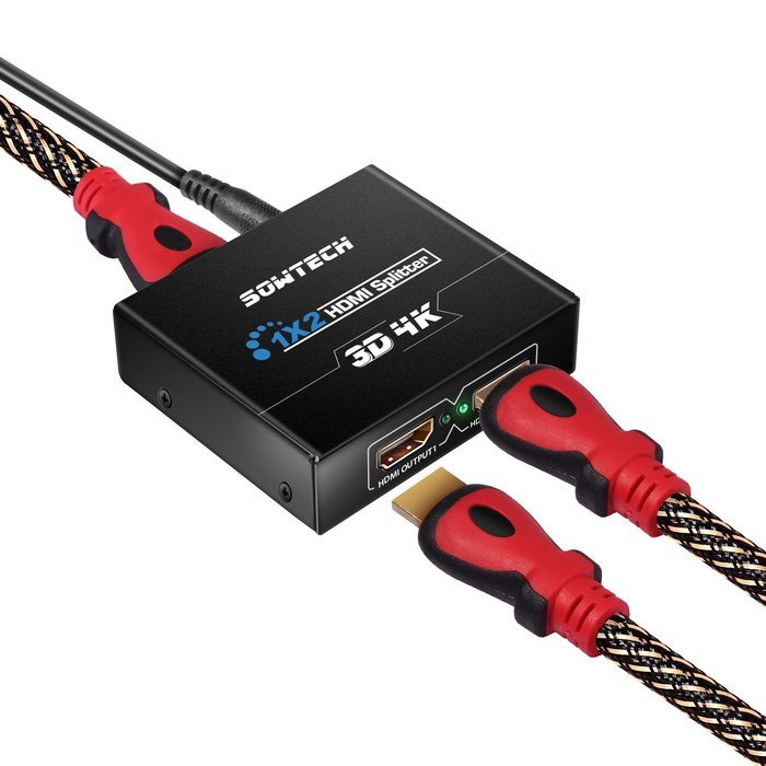 HDMI Splitter, SOWTECH(TM) 4K/2K HDMI Switch Powered Splitter 1X2 Signal Distributor 1 In 2 out with 1080P and... N2