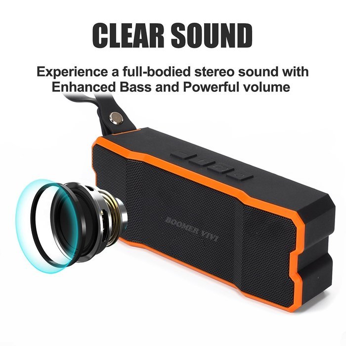 [Waterproof IPX7] BOOMER VIVI Outdoor Portable Wireless Bluetooth V4.0 Speakers With 10W Bass, Stereo Pairing,... N15
