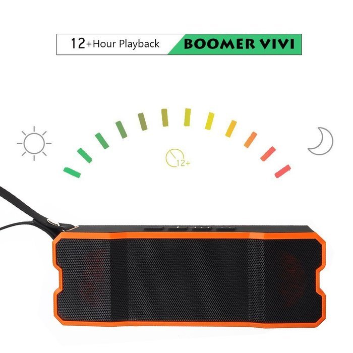 [Waterproof IPX7] BOOMER VIVI Outdoor Portable Wireless Bluetooth V4.0 Speakers With 10W Bass, Stereo Pairing,... N16