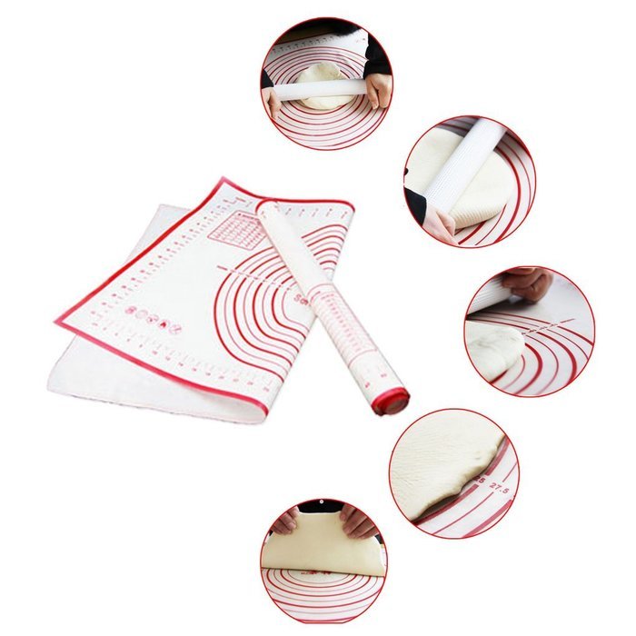 MuLuo Kitchen Baking Pastry And Dough Mat Oven Liner Cake Non-Stick Red N3