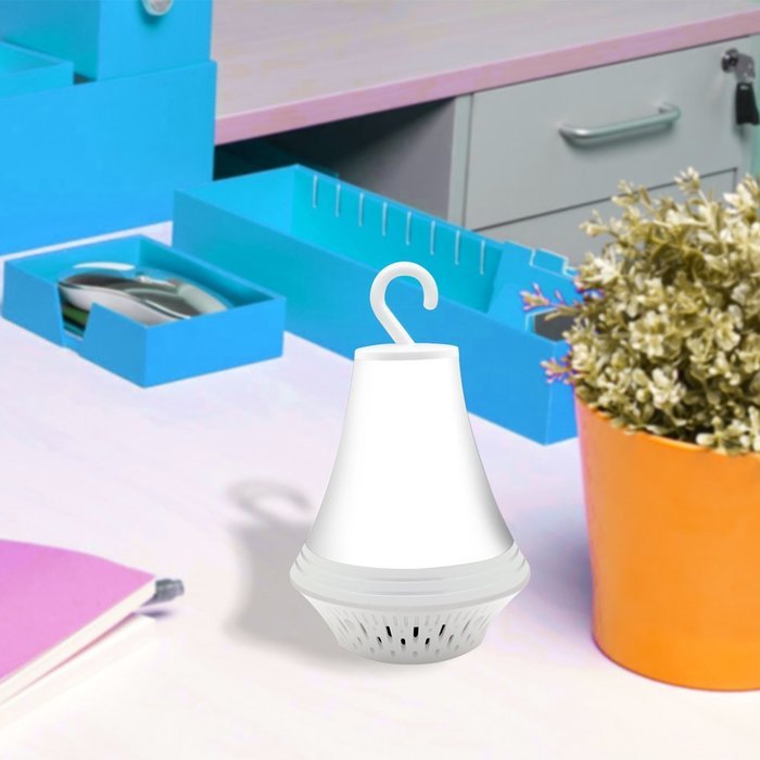 Mini Portable Rechargeable Wireless Bluetooth Speaker LED Light Decorative with TF Card Slot USB Cable - LED White N7
