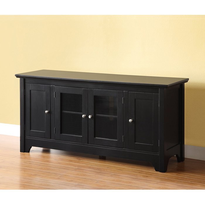 Walker Edison 53" Wood TV Stand Console with Storage, Black N3