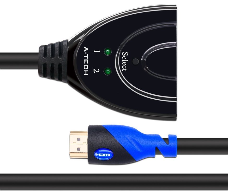 A-tech Sl2103pt1m Is a 2 Port HDMI Switch2&times;1 with 3ft HDMI Pigtail Cable in ABS Black.with This HDMI Switcher... N2