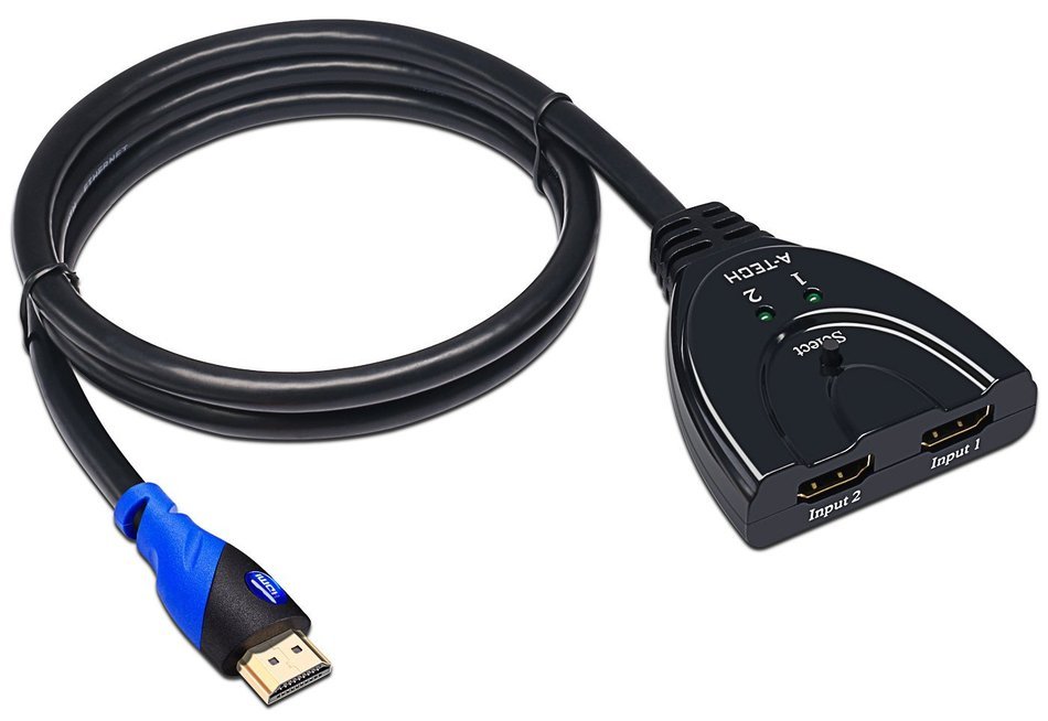 A-tech Sl2103pt1m Is a 2 Port HDMI Switch2&times;1 with 3ft HDMI Pigtail Cable in ABS Black.with This HDMI Switcher... N4
