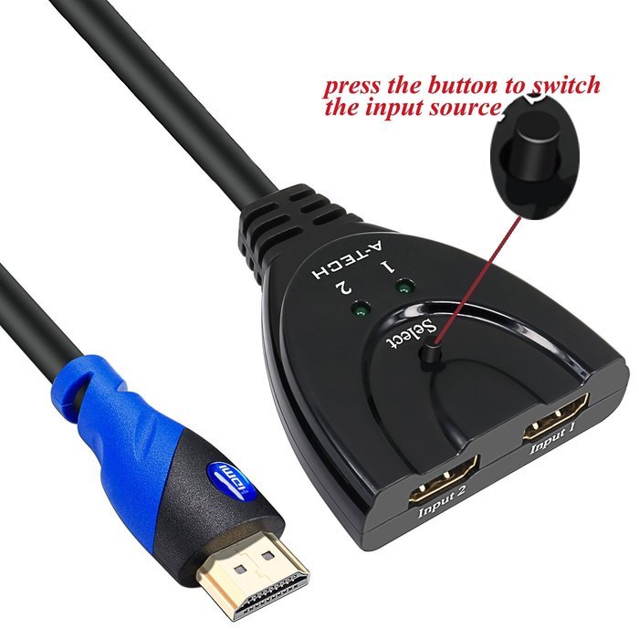 A-tech Sl2103pt1m Is a 2 Port HDMI Switch2&times;1 with 3ft HDMI Pigtail Cable in ABS Black.with This HDMI Switcher... N5