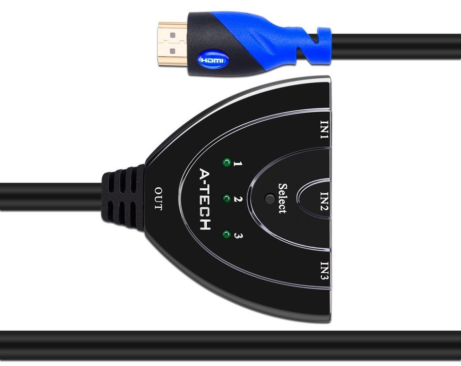 A-tech Sl2103pt1m Is a 2 Port HDMI Switch2&times;1 with 3ft HDMI Pigtail Cable in ABS Black.with This HDMI Switcher... N9
