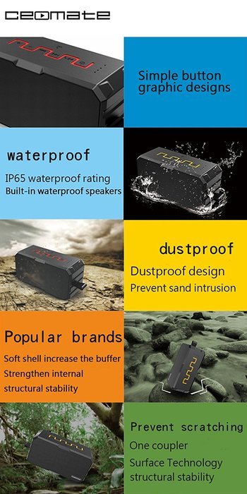 Ceomate Wireless Power bank Waterproof IP65 Shockproof Outdoor Bluetooth Speaker N3